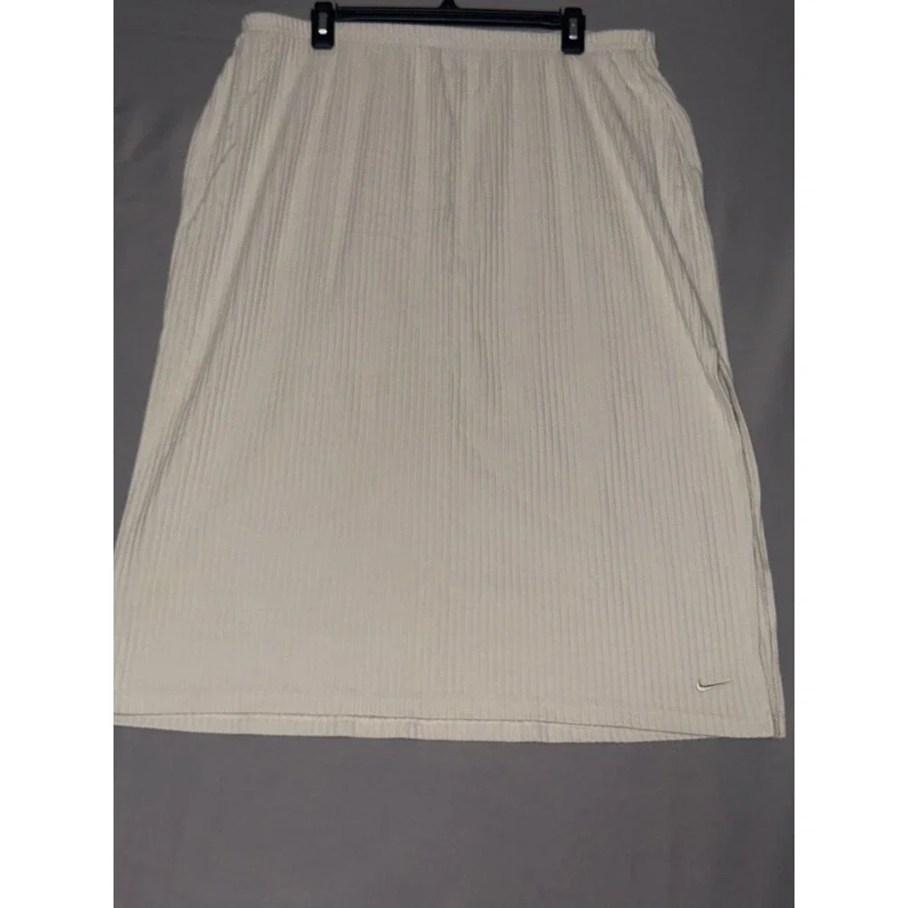 Nike Retro Chill Knit Ribbed Y2k Sporty High-Rise Midi Skirt Off-White Sz 1X